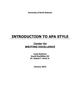 Introduction to Apa Style