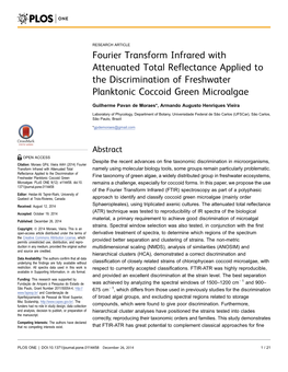 Fourier Transform Infrared with Attenuated Total Reflectance Applied to the Discrimination of Freshwater Planktonic Coccoid Green Microalgae