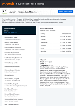 6 Bus Time Schedule & Line Route