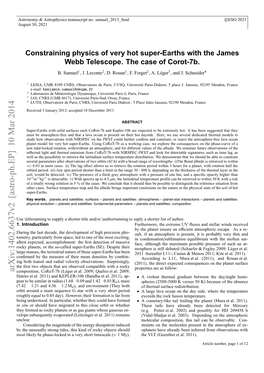 Constraining Physics of Very Hot Super-Earths with the James Webb Telescope