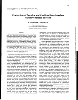 Production of Tyrosine and Histidine Decarboxylase by Dairy-Related Bacteria