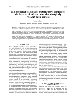 Photochemical Reactions of Metal Nitrosyl Complexes. Mechanisms of NO Reactions with Biologically Relevant Metal Centers