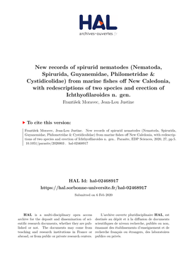 Nematoda, Spirurida, Guyanemidae, Philometridae & Cystidicolidae