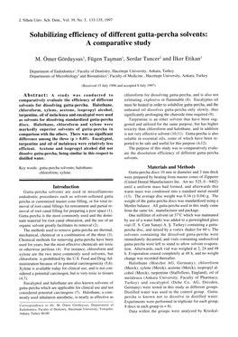 Solubilizing Efficiency of Different Gutta-Percha Solvents: a Comparative Study