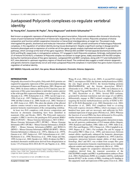 Juxtaposed Polycomb Complexes Co-Regulate Vertebral Identity