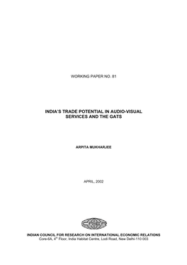 India's Trade Potential in Audio-Visual Services And