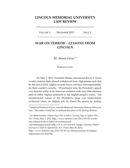 War on Terror – Lessons from Lincoln