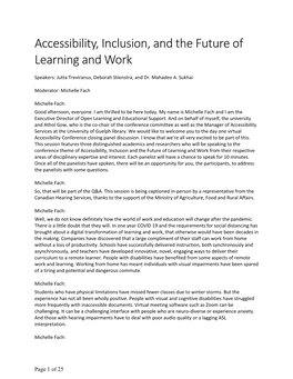Accessibility, Inclusion, and the Future of Learning and Work
