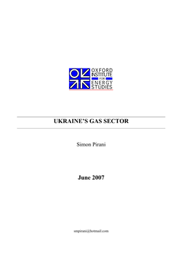 UKRAINE's GAS SECTOR June 2007