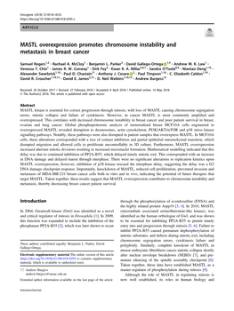 MASTL Overexpression Promotes Chromosome Instability and Metastasis in Breast Cancer