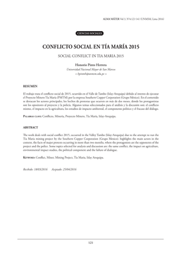 Conflicto Social En Tía María 2015