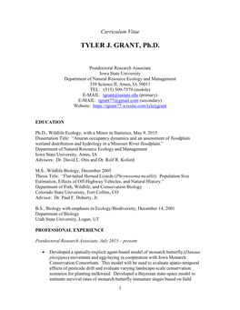 Tyler Grant's CV