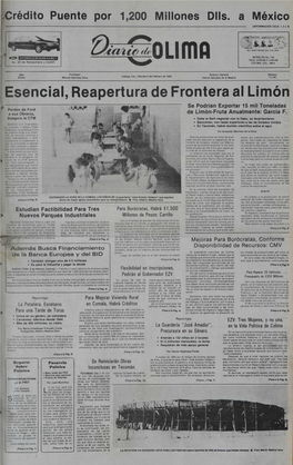 Esencial, Reapertura De Frontera Al Limón Se Podrían Exportar 15 Mil Toneladas Perdón De Ford a Sus Obreros, De Limón-Fruta Anualmente : García F