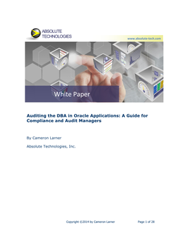 Auditing the DBA in Oracle Applications: a Guide for Compliance and Audit Managers