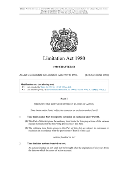Limitation Act 1980