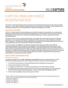 E-470 Toll Road and Vehicle Registration Fees