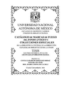 Tesis: Catálogo De Marcas De Fuego Del Fondo Antiguo Y