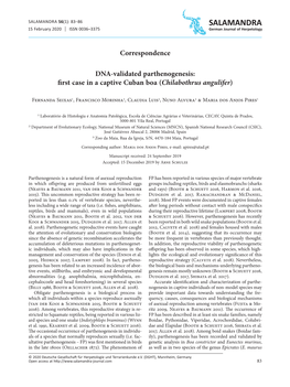 DNA-Validated Parthenogenesis: First Case in a Captive Cuban Boa (Chilabothrus Angulifer)