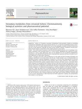 Secondary Metabolites from Cetrarioid Lichens: Chemotaxonomy, Biological Activities and Pharmaceutical Potential