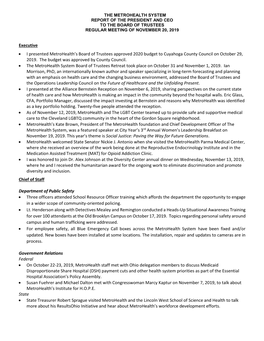 Executive • I Presented Metrohealth's Board of Trustees Approved 2020 Budget to Cuyahoga County Council on October 29, 2019