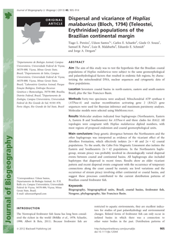 Dispersal and Vicariance of Hoplias Malabaricus