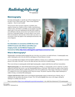 Mammography (Mammogram)