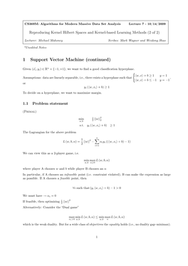 1 Support Vector Machine (Continued)