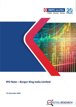 IPO Note – Burger King India Limited