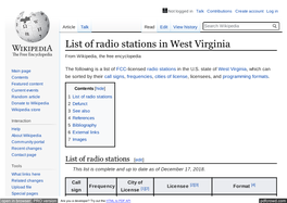 List of Radio Stations in West Virginia