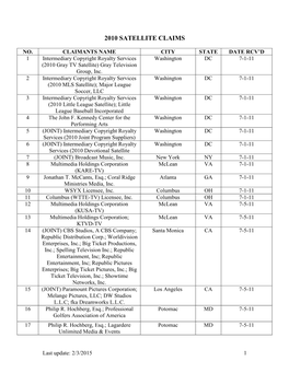 2010 Satellite Claims