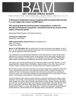A Nonesuch Celebration Honors Longtime Label President Bob Hurwitz in a One-Night-Only Concert at BAM April 1