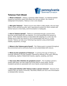 Tetanus Fact Sheet