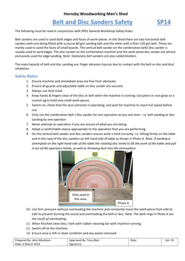 Belt and Disc Sanders Safety SP14