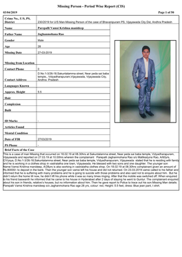 Missing Person - Period Wise Report (CIS) 03/04/2019 Page 1 of 50