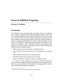 Issues in Inflation Targeting 205