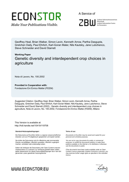 Genetic Diversity and Interdependent Crop Choices in Agriculture