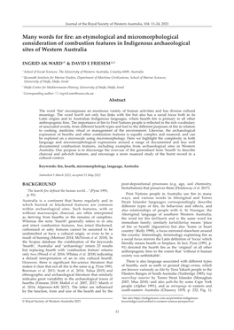 Many Words for Fire: an Etymological and Micromorphological Consideration of Combustion Features in Indigenous Archaeologicalsit