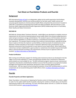 Fact Sheet on Fluoridation Products and Fluoride