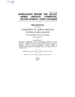 Nominations Before the Senate Armed Services Committee, Second Session, 110Th Congress