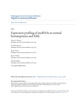 Expression Profiling of Snornas in Normal Hematopoiesis and AML Wayne A