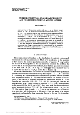 On the Distribution of Quadratic Residues and Nonresidues Modulo a Prime Number