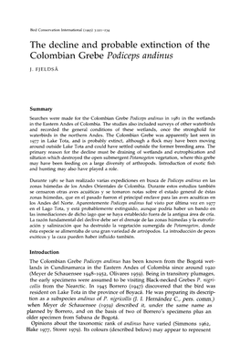 The Decline and Probable Extinction of the Colombian Grebe Podiceps Andinus