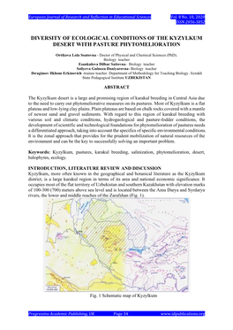 Diversity of Ecological Conditions of the Kyzylkum Desert with Pasture Phytomelioration