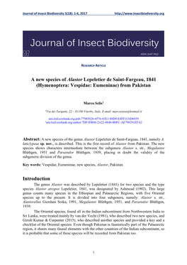 Hymenoptera: Vespidae: Eumeninae) from Pakistan