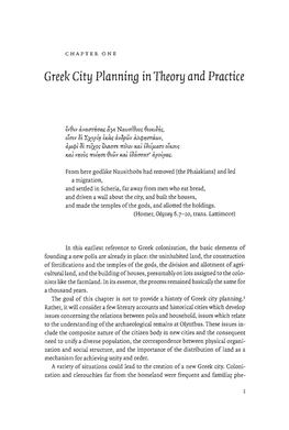 Greek City Planning in Theory and Practice