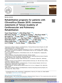 Rehabilitation Programs for Patients with Coronavirus Disease 2019