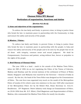 Chennai City Has Been Divided Into Three Ranges and Further Into Nine Districts for the Purpose of Maintaining Law and Order