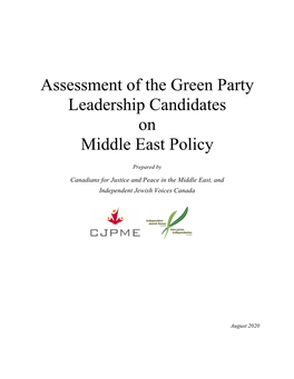 Assessment of the Green Party Leadership Candidates on Middle East Policy