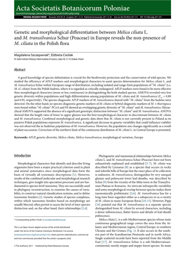 Genetic and Morphological Differentiation Between Melica