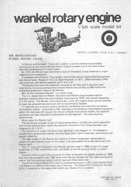 Wankel Rotary Engine 1/5Th Scale Model Kit